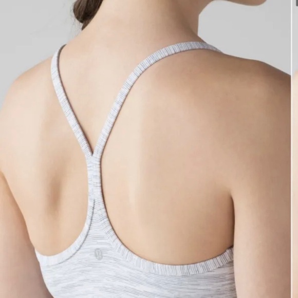 Lululemon power Y tank top heathered gray light and white size 6 space dye - Picture 3 of 14